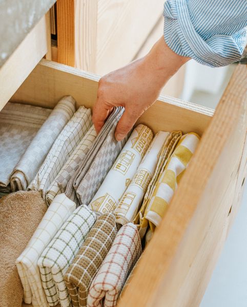 Tea towel, organic cotton, black chequered, 50 x 70 cm   