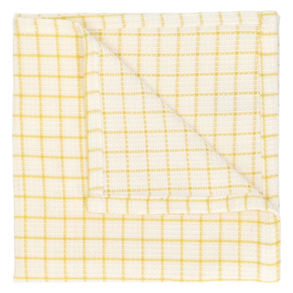 Vaatdoekje, bio-katoen, lichtgeel geruit, 40 x 40 cm