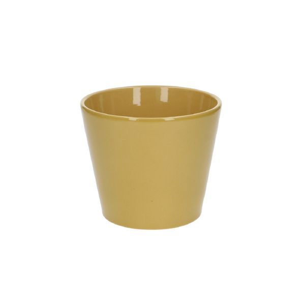 Flower pot, earthenware, yellow, Ø 15,5 cm