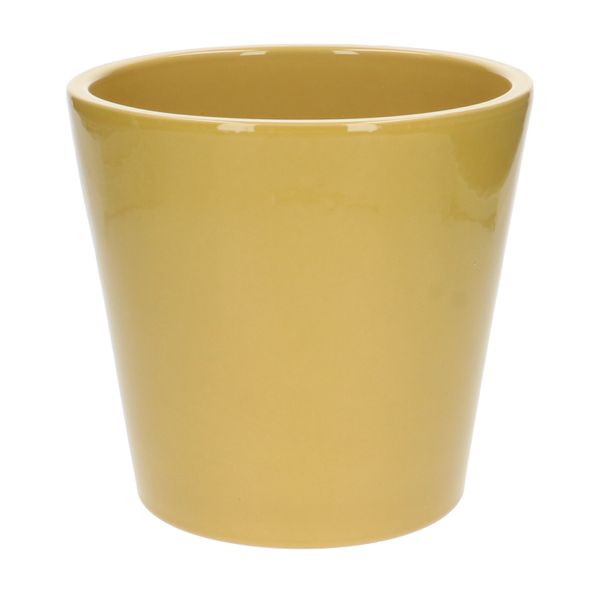 Flower pot, earthenware, yellow, Ø 20 cm