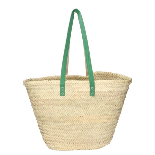 Tas, palmblad, handvat lang, celadongroen