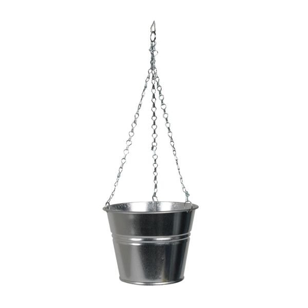 Flower pot with chain, zinc, natural, Ø 16 cm