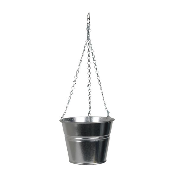 Pot de fleur avec chaîne de suspension, zinc, naturel, Ø 16 cm