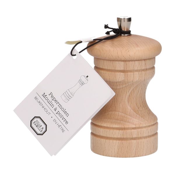 Pepper mill, natural wood, 10 cm