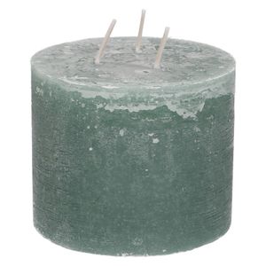 Block candle, eucalyptus green, 12 x 10 cm