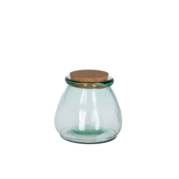 Voorraadpot met kurken deksel, gerecycled glas, Ø 10 x 11 cm