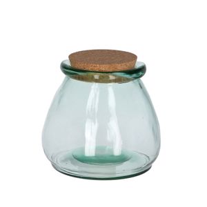 Storage jar with cork lid, recycled glass, Ø 16 x 15 cm