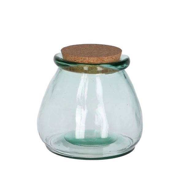 Pot à provision avec bouchon en liège, verre recyclé,  Ø 16 x 15 cm