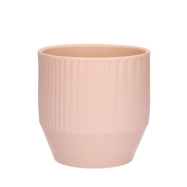 Bloempot, aardewerk, oudroze verticale streep, Ø 13 cm    