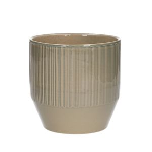 Plant pot, earthenware, pale green vertical stripe, ⌀ 13 cm    