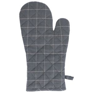 Oven glove, organic cotton, dark green chequered, 18 x 32 cm