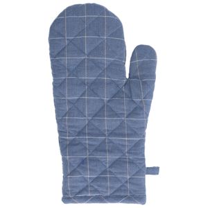 Oven glove, organic cotton, denim blue chequered, 18 x 32 cm