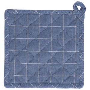 Topflappen, Bio-Baumwolle, denimblau kariert, 20 x 20 cm