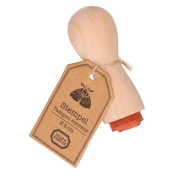 Stempel, beukenhout, vlinder,Ø 2 cm