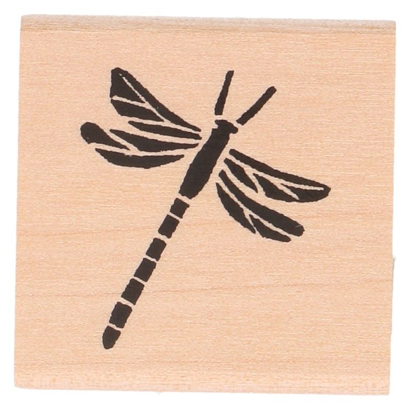 Ink stamp birch wood dragonfly motif 3.5 x 3.5 cm