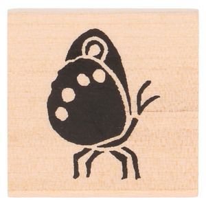 Stamp, birch wood, butterfly motif, 3.5 x 3.5 cm