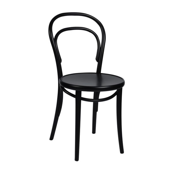 Chaise n° 14, hêtre, laqué noir, assise en bois