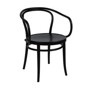 Stuhl 30, Buchenholz, schwarz lackiert, Sitz aus Holz