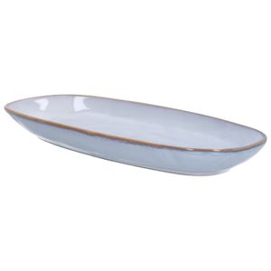Schaal reactieve glazuur, steengoed, grijs, 26 x 12 cm