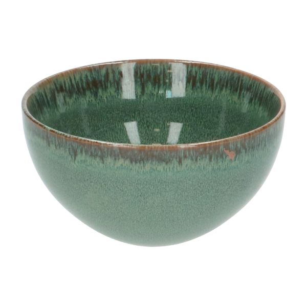 Schaal reactieve glazuur, steengoed, groen,Ø 13,5 cm