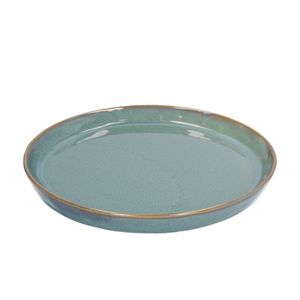 Reactive glaze plate, stoneware, green, Ø 20.5 cm