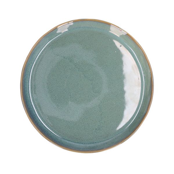 Reactive glaze plate, stoneware, green, Ø 20.5 cm