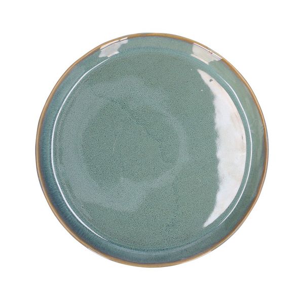 Bord reactieve glazuur, steengoed, groen, Ø 20,5 cm