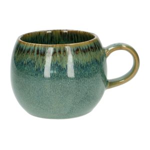 Mug round reactive glaze, stoneware, green, Ø 12 cm