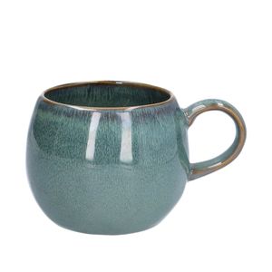 Mug round reactive glaze, stoneware, green, Ø 12 cm