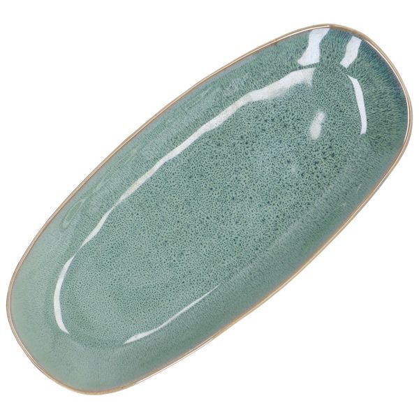 Servier-Platte, reactive Glasur, Steingut, grün, 26 x 12 cm