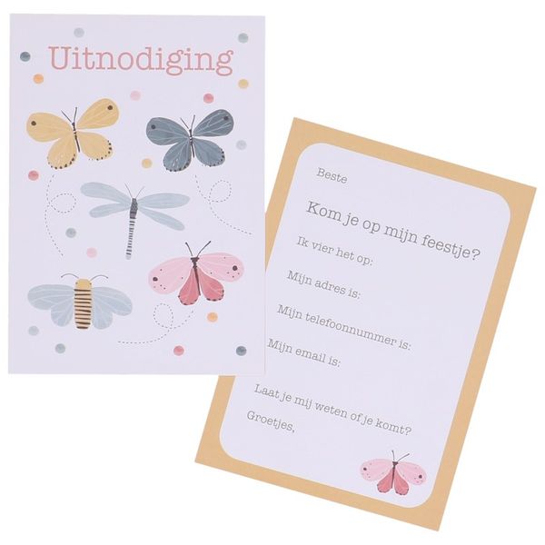 Uitnodigingen, vlinders, 10 stuks