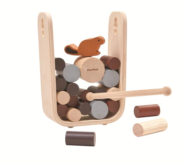 Game beaver and dam, wood, 3+