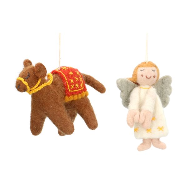 Kerststal set, vilt, 12 verschillende figuurtjes