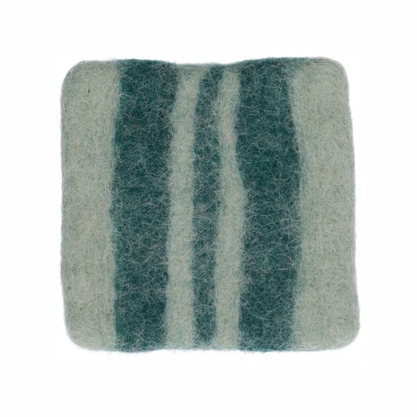 Onderzetter, vilt, donkergroen gestreept, 10 x 10 cm