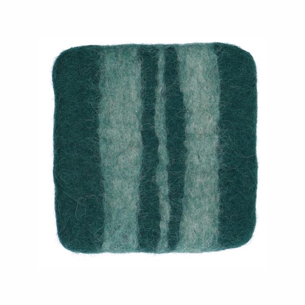 Onderzetter, vilt, lichtgroen gestreept, 10 x 10 cm