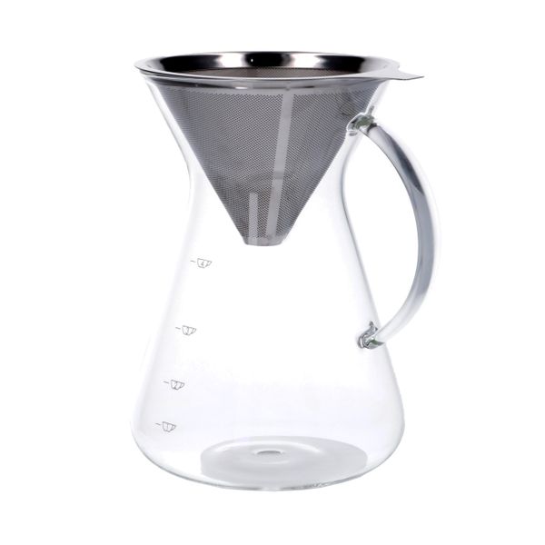 Koffiekan met filter, glas en RVS, 600 ml Koffiekan met filter, glas en RVS, 600 ml