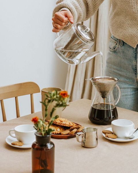 Coffee pot with filter, glass and stainless steel, 600 ml