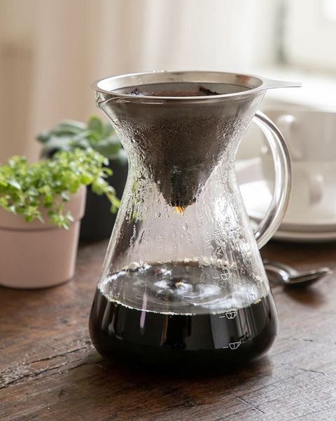Coffee pot with filter, glass and stainless steel, 600 ml