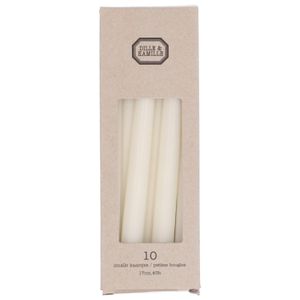 Kaarsjes smal, wit, 17 cm, 10 stuks