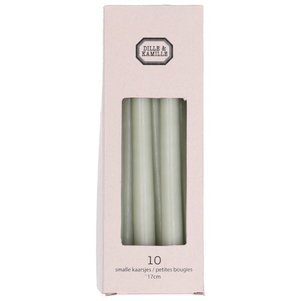 Dinner candles, celadon green, 17 cm, 10 pieces