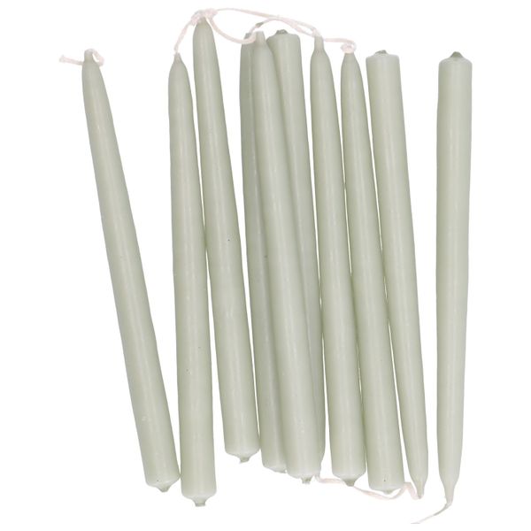 Dinner candles, celadon green, 17 cm, 10 pieces