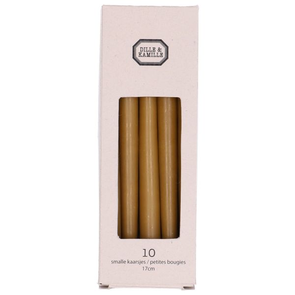 Kaarsjes smal, olijfgroen, 17 cm, 10 stuks