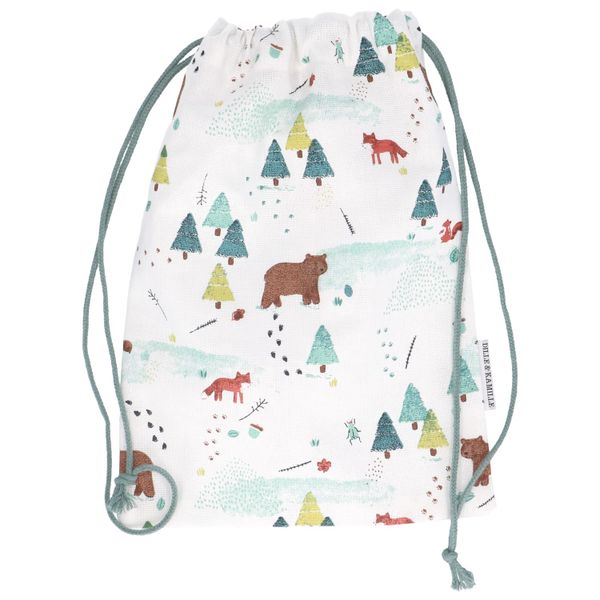 Bag, cotton, woodland animals, 28 x 20 cm