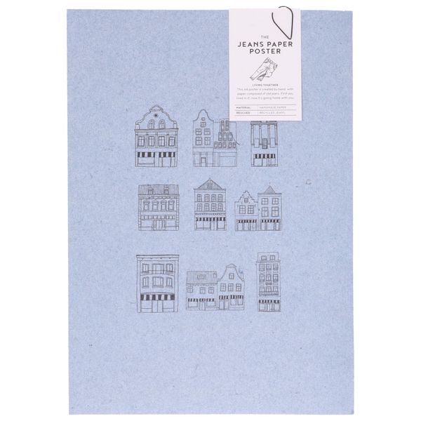 Poster gevels, denimpapier, 29,7 x 21 cm