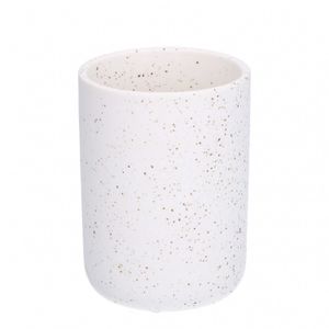 Becher, Keramik, weiß, gesprenkelt, Ø 7,7 cm