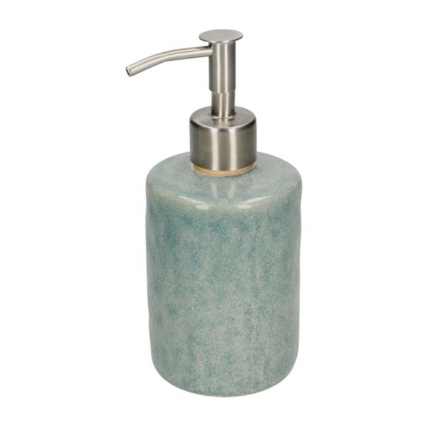 Distributeur à savon, céramique et inox, bleu, émail réactif, Ø 7,5 cm