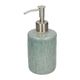 Soap pump dispenser, ceramic and stainless steel, blue reactive glaze, ⌀ 7.5 cm