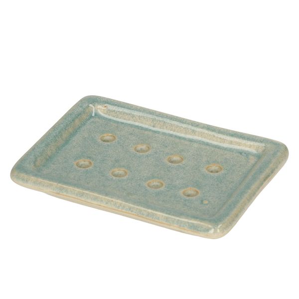 Soap dish, ceramic, blue reactive glaze, 11.2 x 8.4 cm