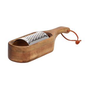 Grater with collection box, metal and wood, 24,5 cm