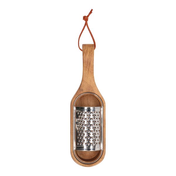 Grater with collection box, metal and wood, 24,5 cm